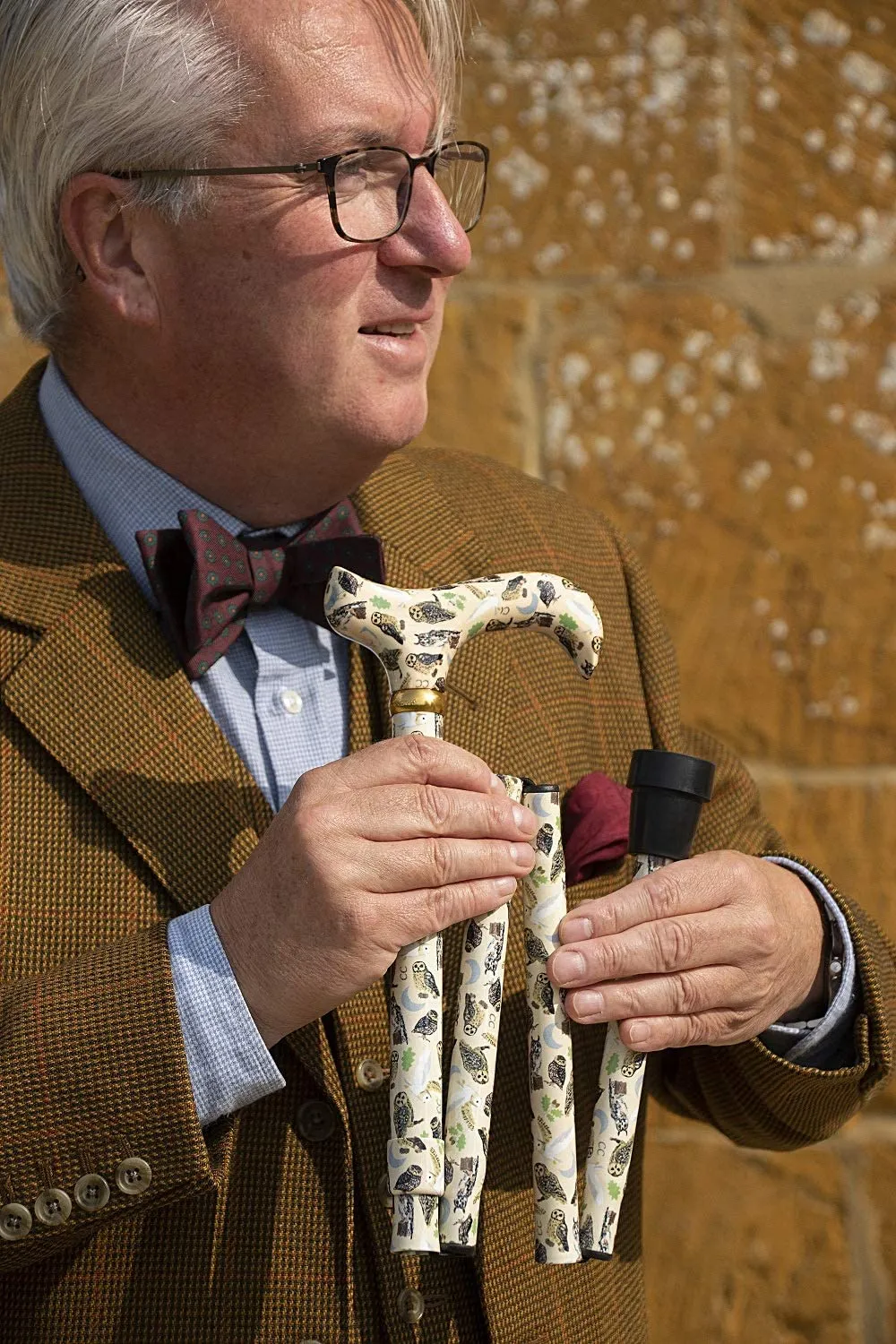 Classic Canes Folding Fashion Derby Cane British Owls