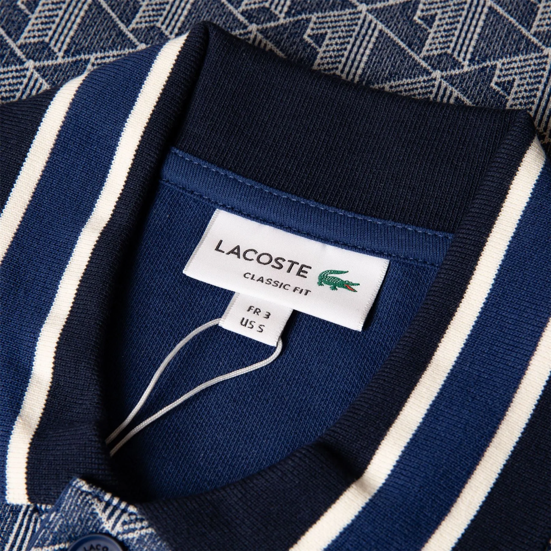 Classic Fit Contrast Collar Monogram Polo Navy Blue/White - AW23