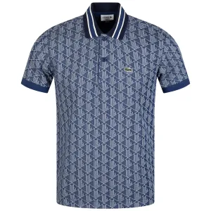 Classic Fit Contrast Collar Monogram Polo Navy Blue/White - AW23