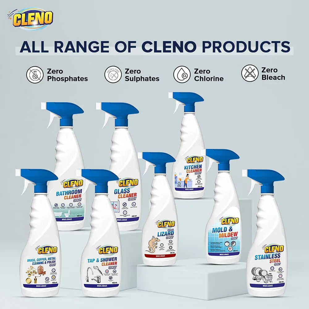 Cleno Herbal Lizard Repellent Spray | Completely Herbal | Made with Camphor, Lavender Oil & Eucalyptus Oil | Eco-friendly & Biodegradable | Baby-Safe, Skin-Safe – 450ml (Pack of 4) (Ready to Use)
