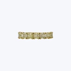 Contemporary 18K Yellow Gold Asscher Cut Diamond Half-Hoop Band