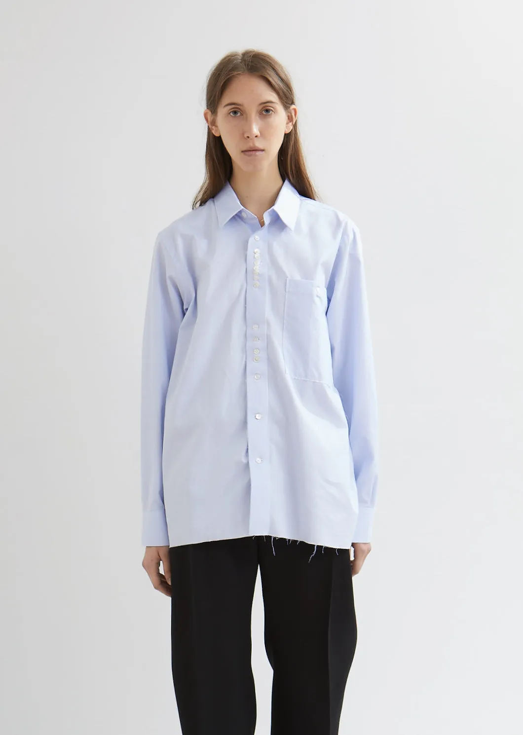 Cotton Button Shirt with Deconstructed Details