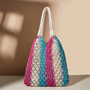 Cotton Rope Summer Fishing Net Handbag Handmade Woven Shoulder Bag