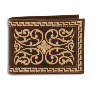 Cream Embroidered Bifold Wallet