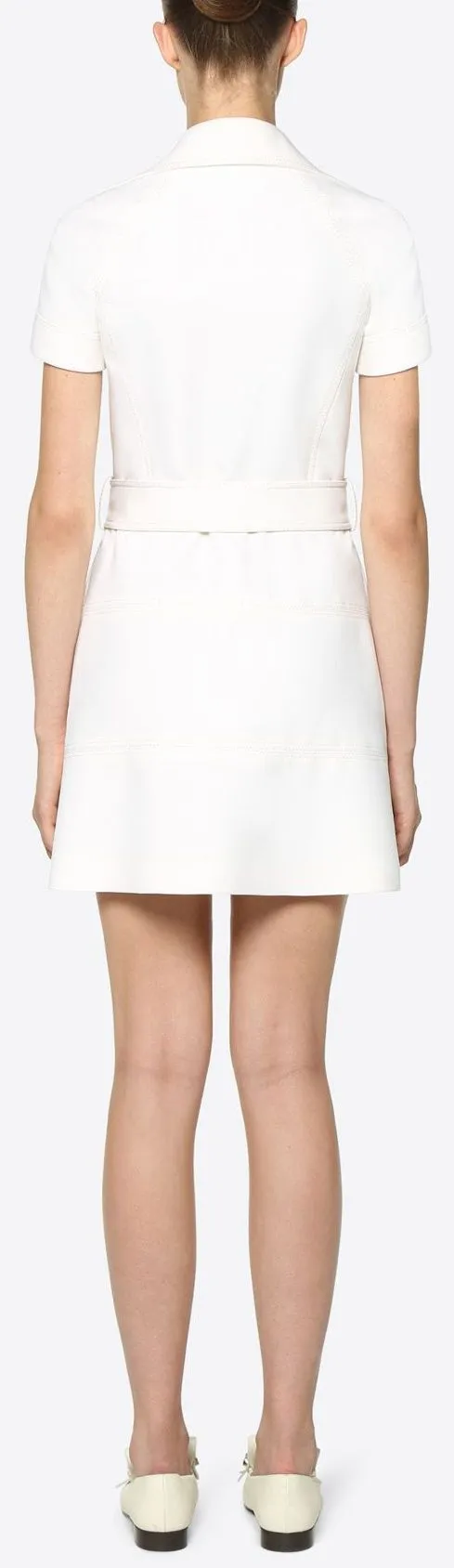 Crepe Dress with Gold V Details