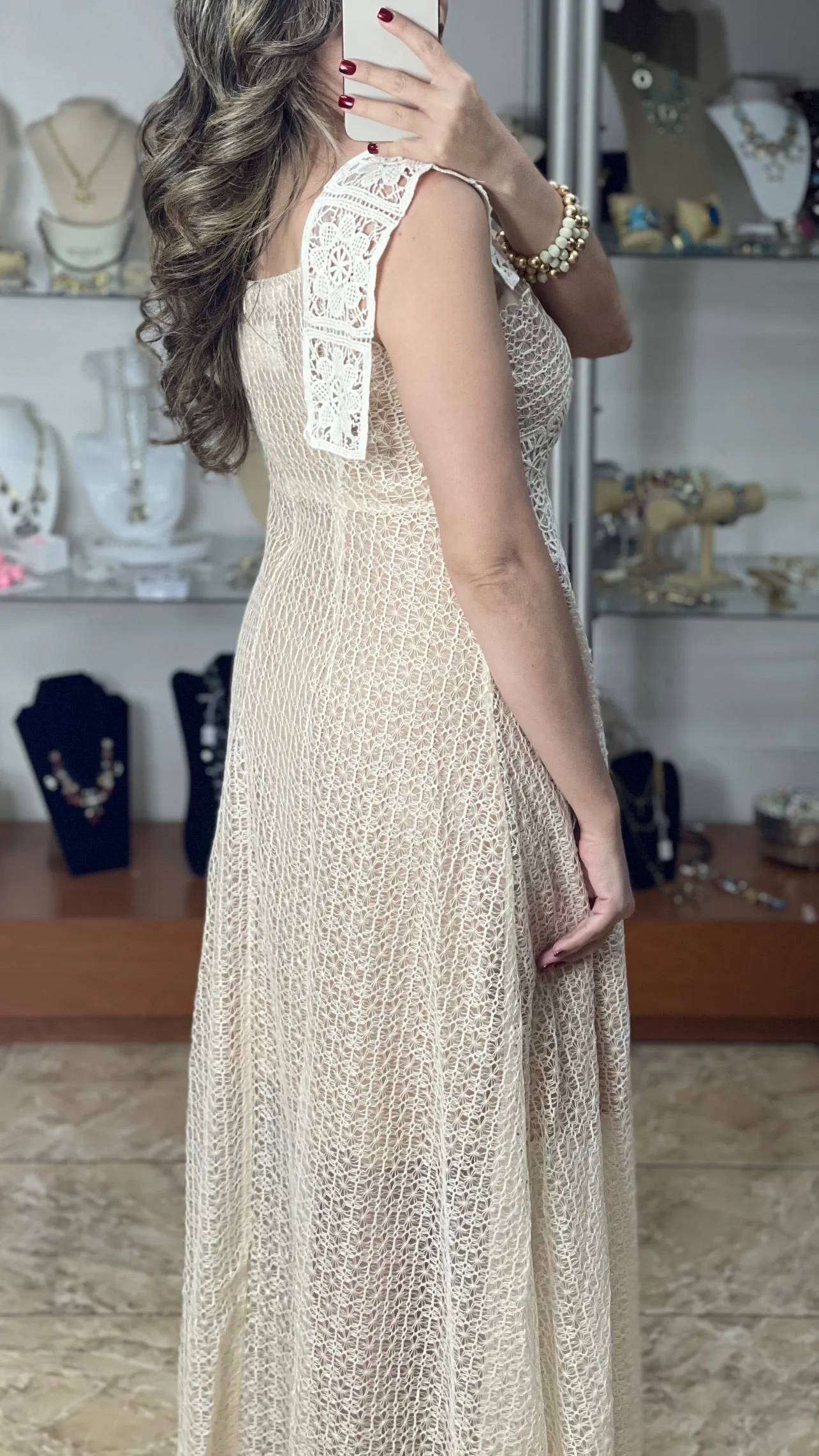 Crochet and Lace Details Maxi Dress