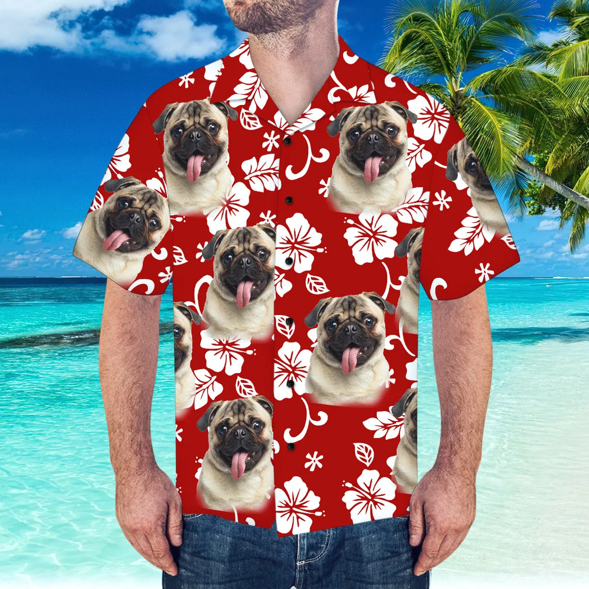 Custom Hawaiian Shirt with Husband Face Personalised Short-Sleeve Hawaiian Shirt