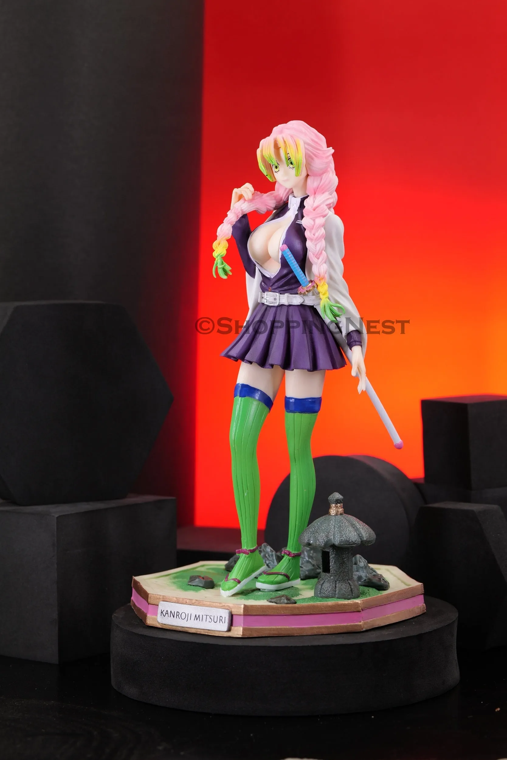 Demon Slayer Kanroji Mitsuri Action Figure Hashira Figurine | 25 Cms |
