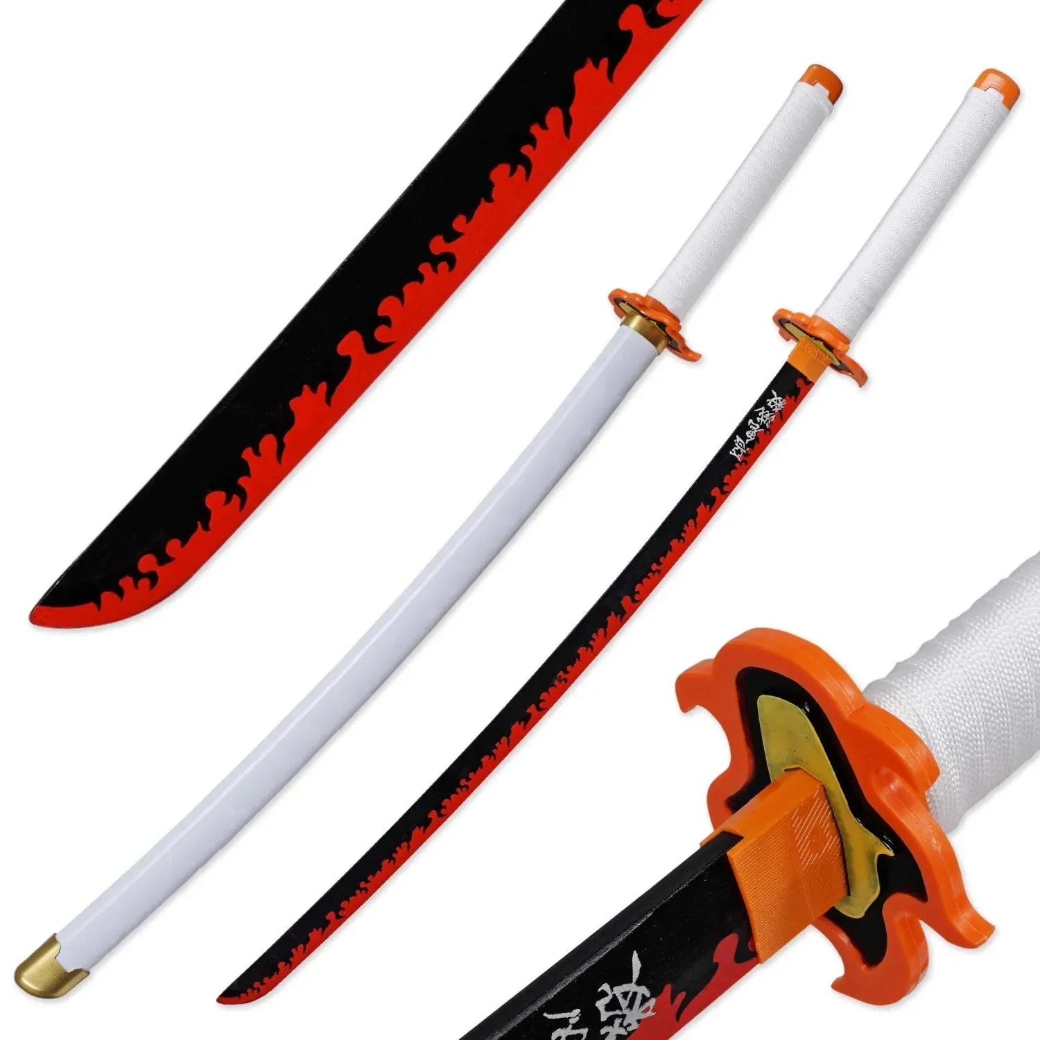 Demon Slayer Kyoujuro Rengoku Nichirin Wooden Blade Katana for Cosplay | 105 Cms |