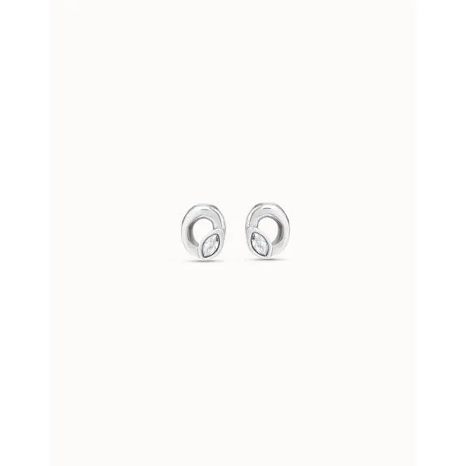 Details White Metal Faceted Crystal Earrings
