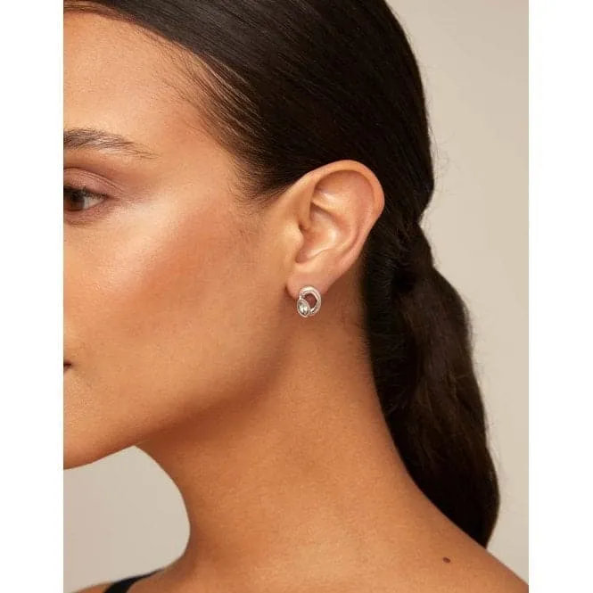 Details White Metal Faceted Crystal Earrings