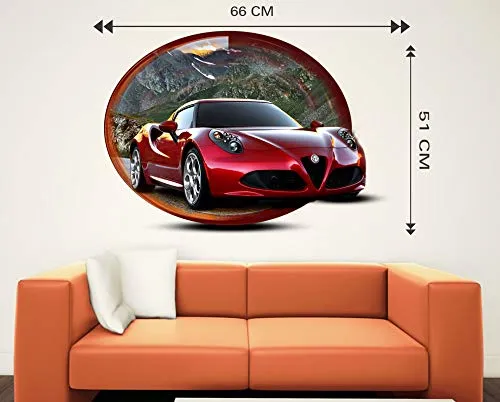 DivineDesigns Red Formula Car Wall Sticker (Size :- 66 X 51 cm) | Wall Sticker for Living Room/Bedroom/Office and All Decorative Stickers