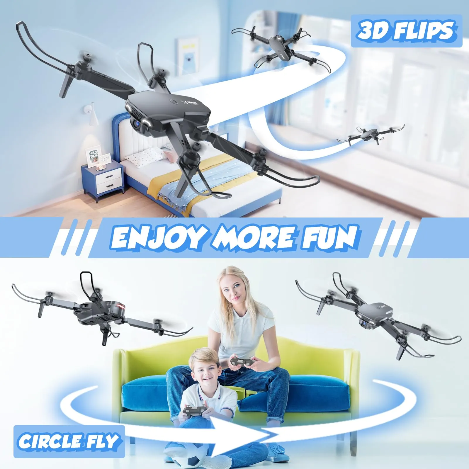Drones for Kids with Camera - Remote Control Helicopter Toys Gifts for Boys Girls, 1080P HD FPV Mini Drone for Adults