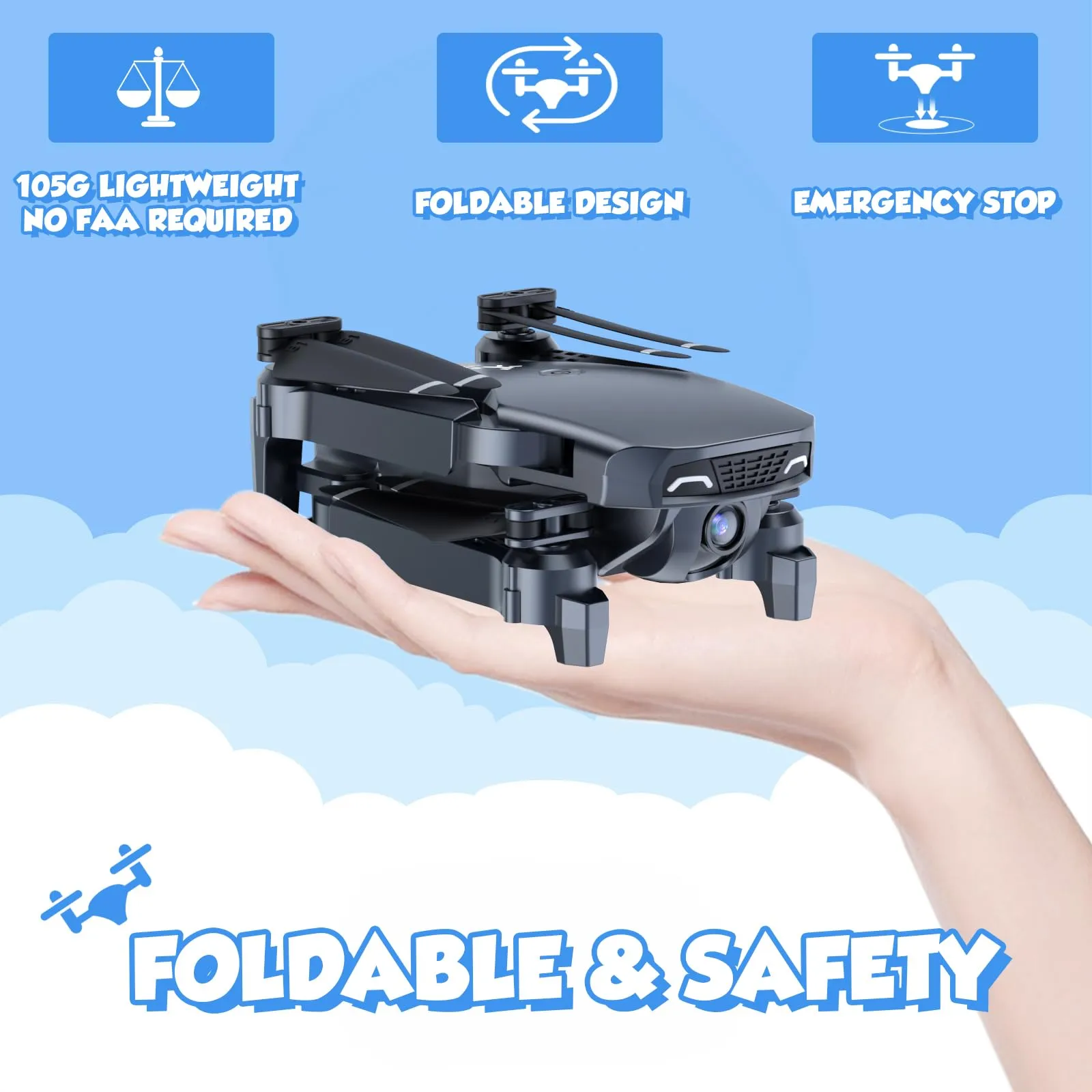 Drones for Kids with Camera - Remote Control Helicopter Toys Gifts for Boys Girls, 1080P HD FPV Mini Drone for Adults