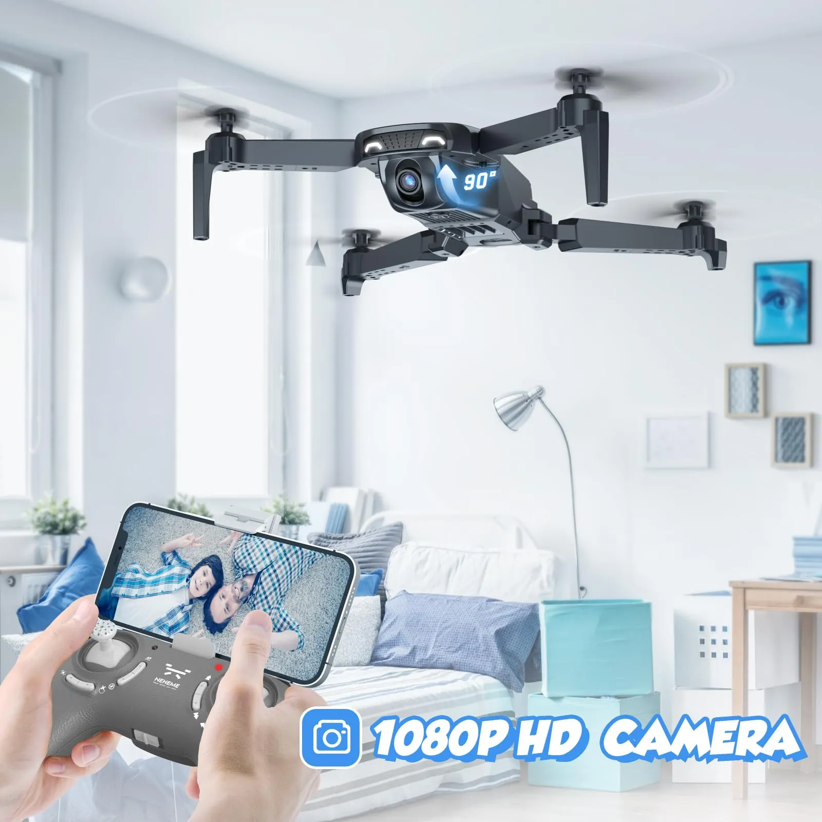 Drones for Kids with Camera - Remote Control Helicopter Toys Gifts for Boys Girls, 1080P HD FPV Mini Drone for Adults