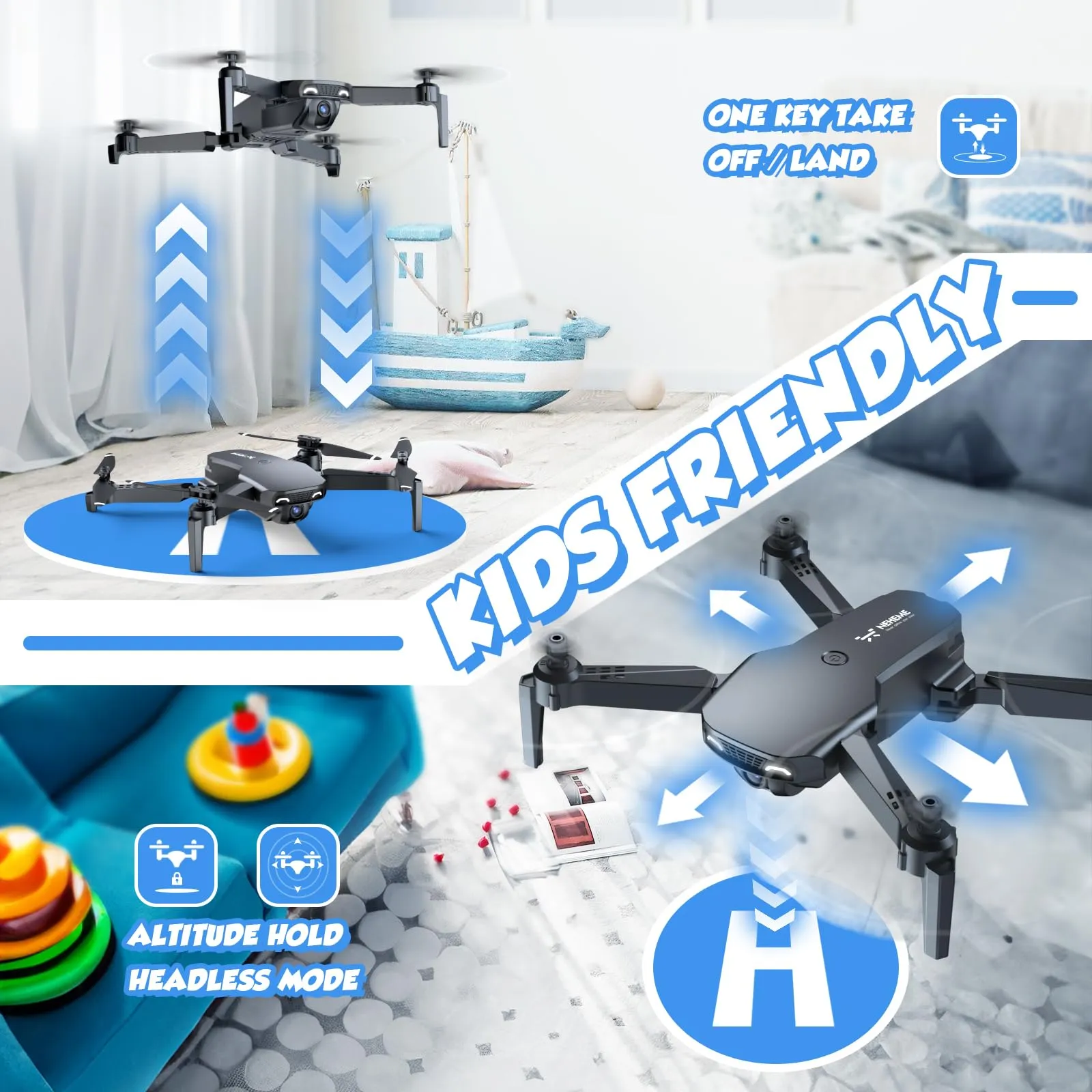 Drones for Kids with Camera - Remote Control Helicopter Toys Gifts for Boys Girls, 1080P HD FPV Mini Drone for Adults