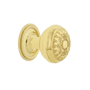 Egg And Dart Brass 1 3/8" Cabinet Knob with Rope Rose in Polished Brass