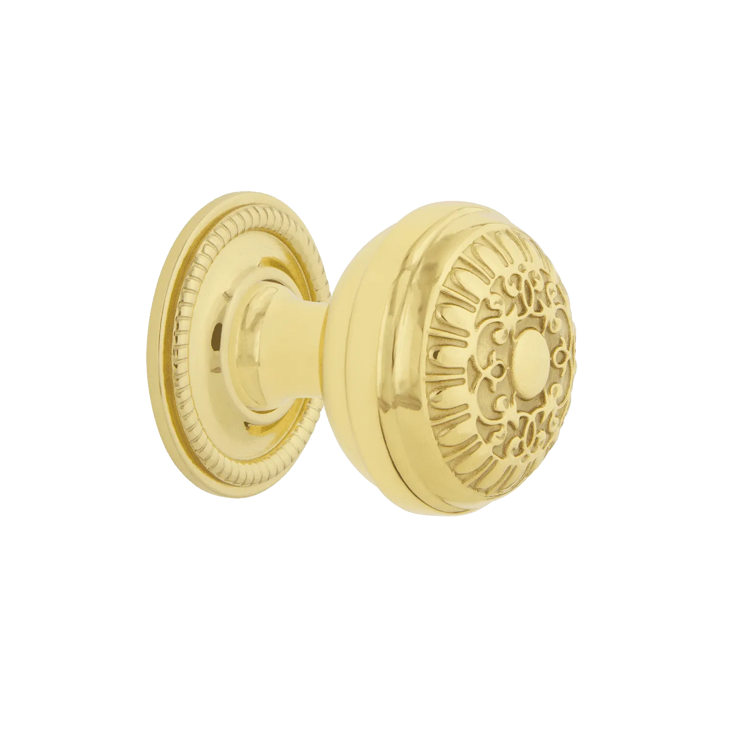 Egg And Dart Brass 1 3/8" Cabinet Knob with Rope Rose in Polished Brass