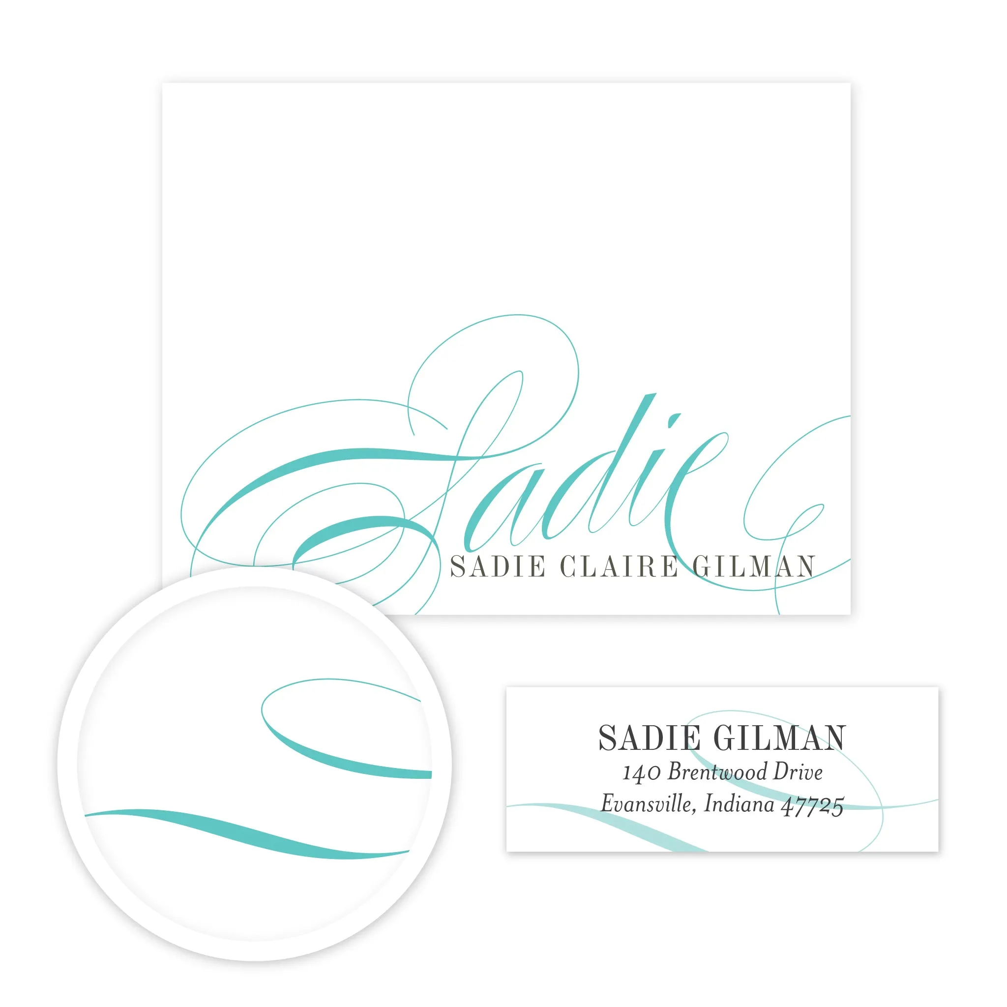 Elegant Script Stationery Set - Small