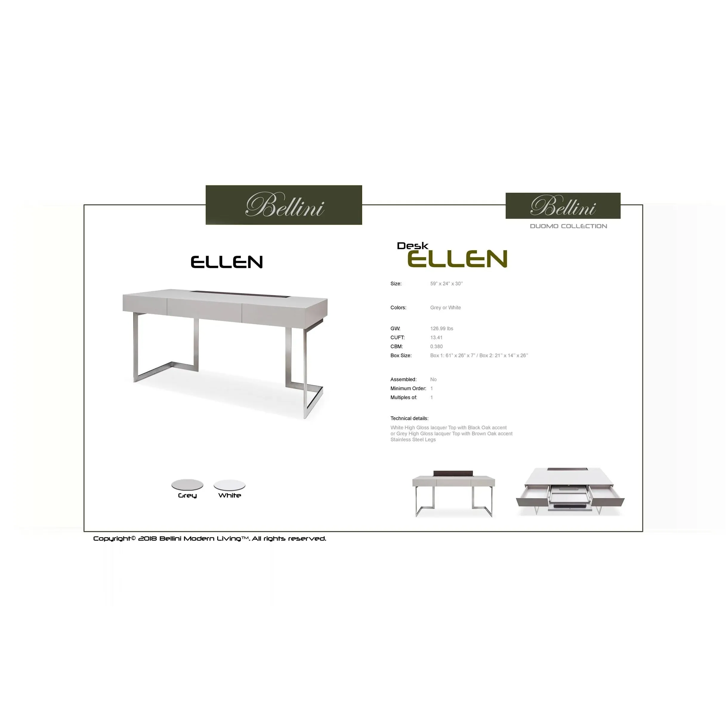ELLEN GREY Desk - Bellini