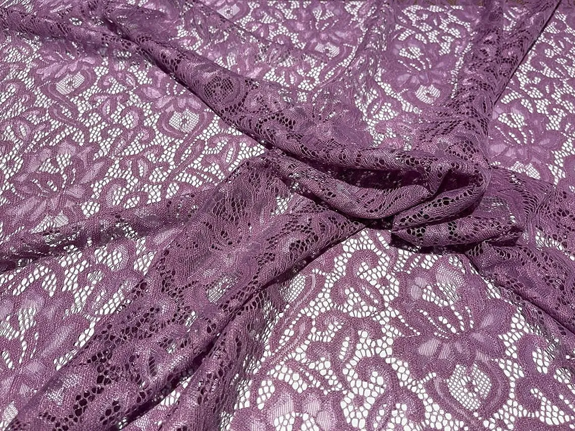 FabricLA | Nylon Spandex | Scallop Pattern | Lace Fabric | Mauve