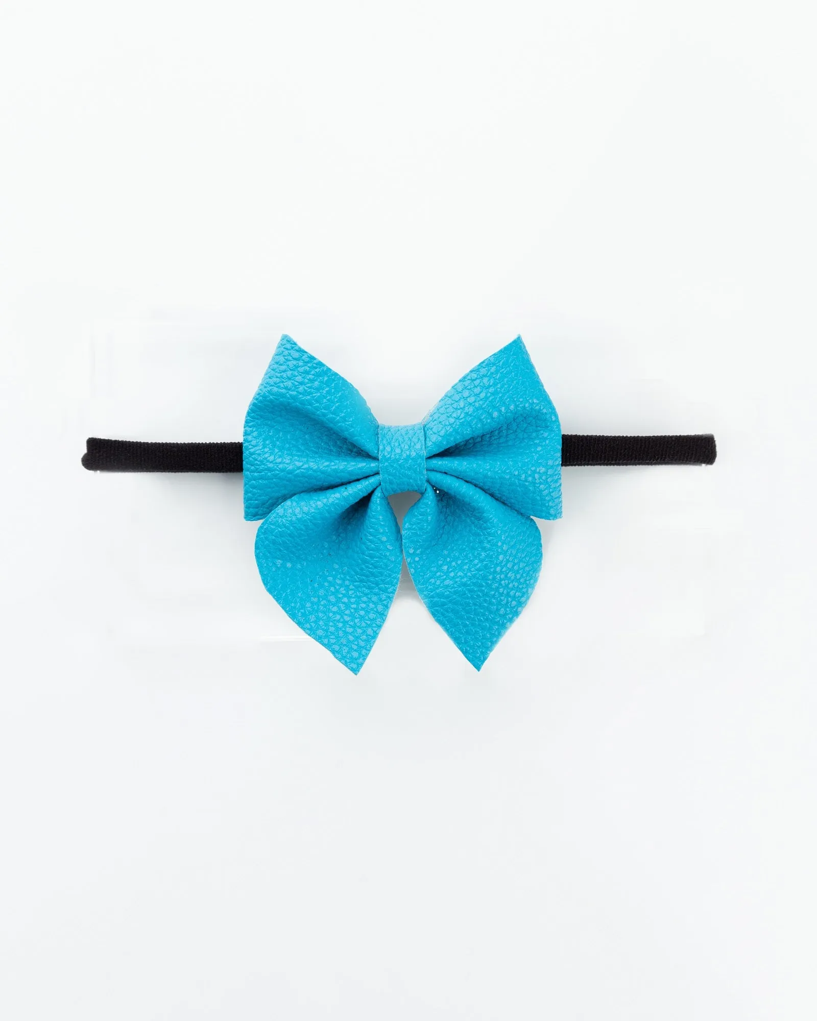 Faux Leather Sailor Bow Headband- Blue