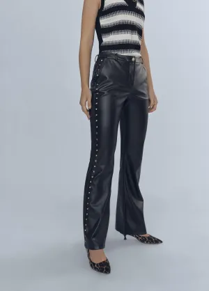 Faux leather trousers with stud details