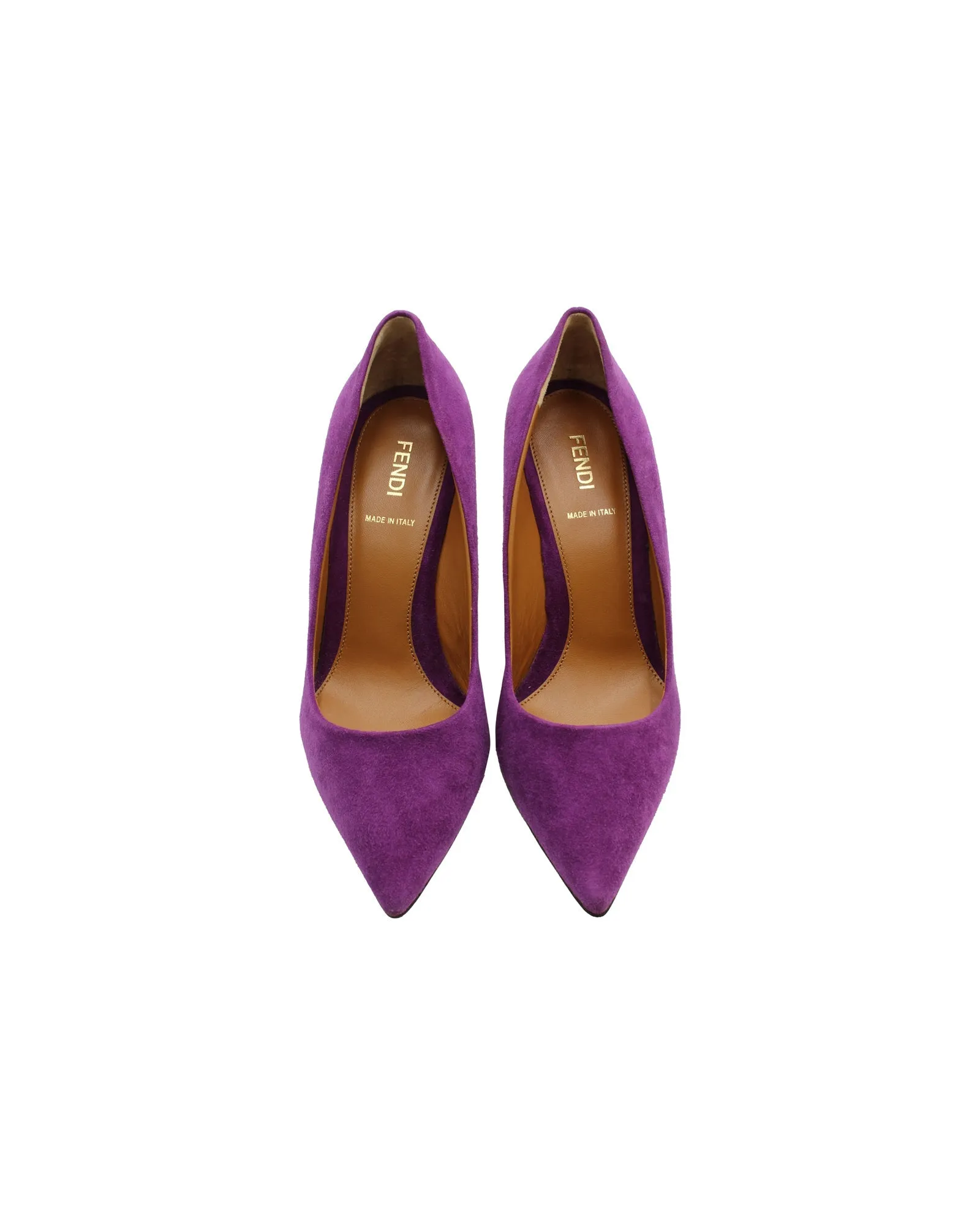 Fendi Pointed Pumps in Purple Goat Suede