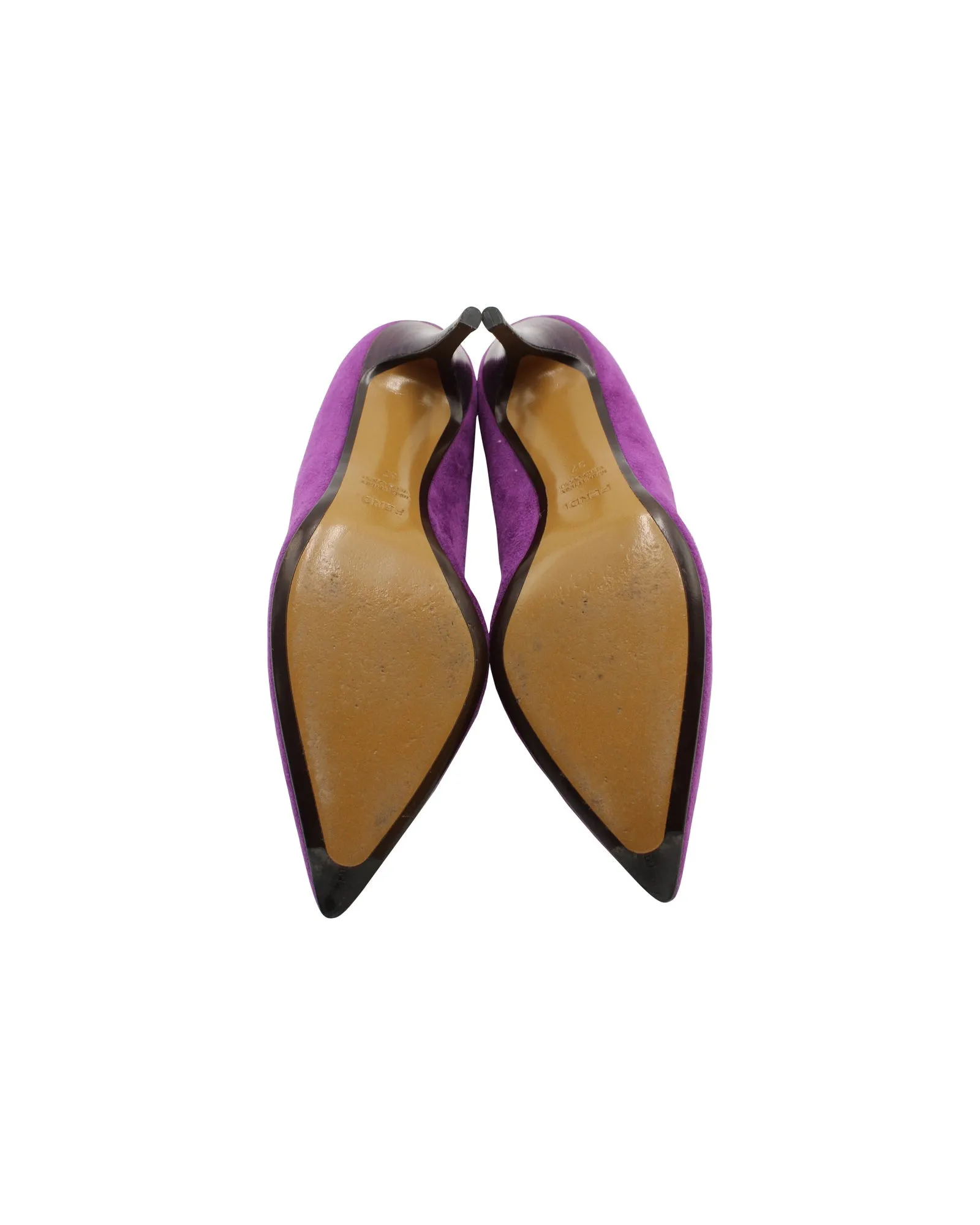 Fendi Pointed Pumps in Purple Goat Suede