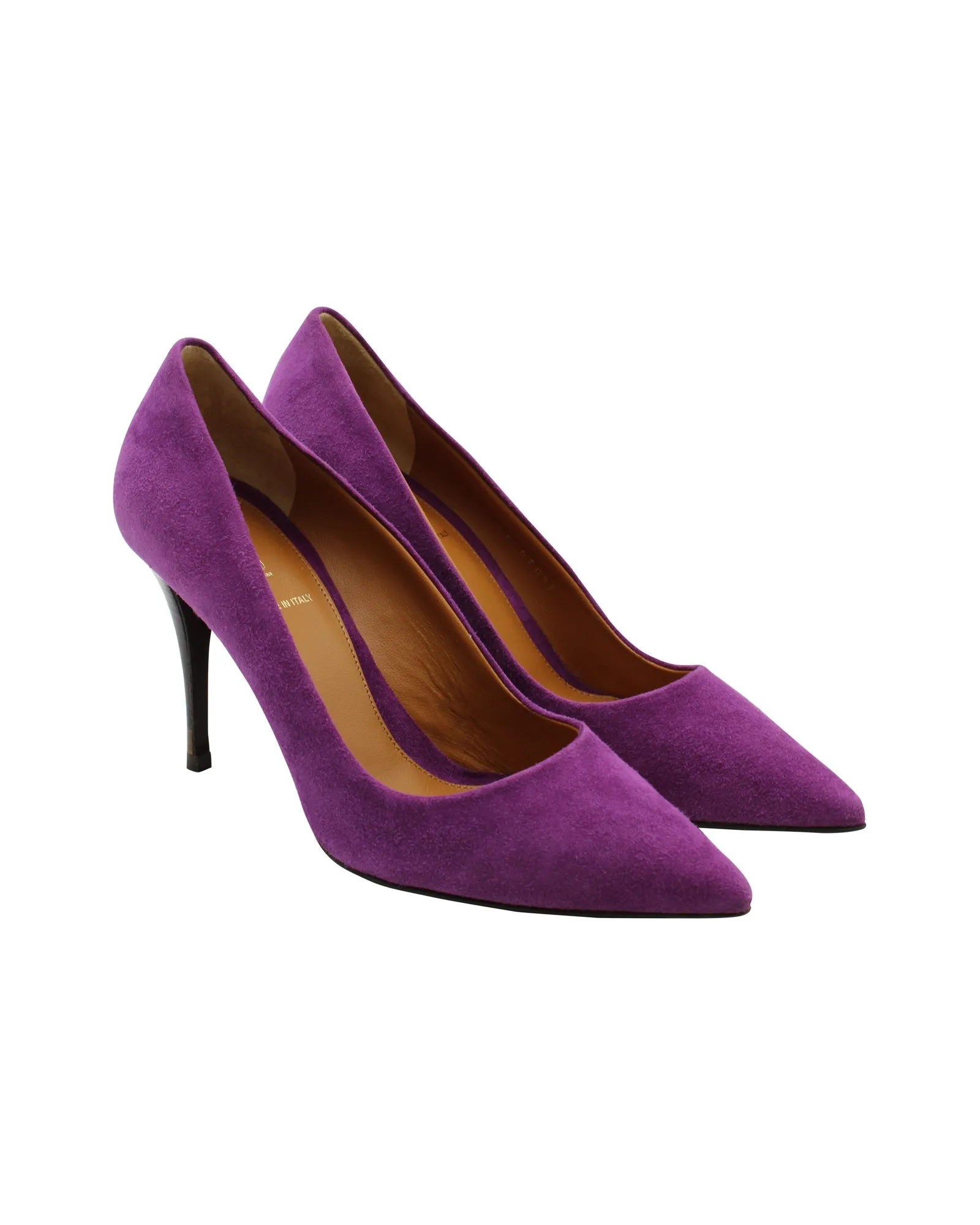 Fendi Pointed Pumps in Purple Goat Suede