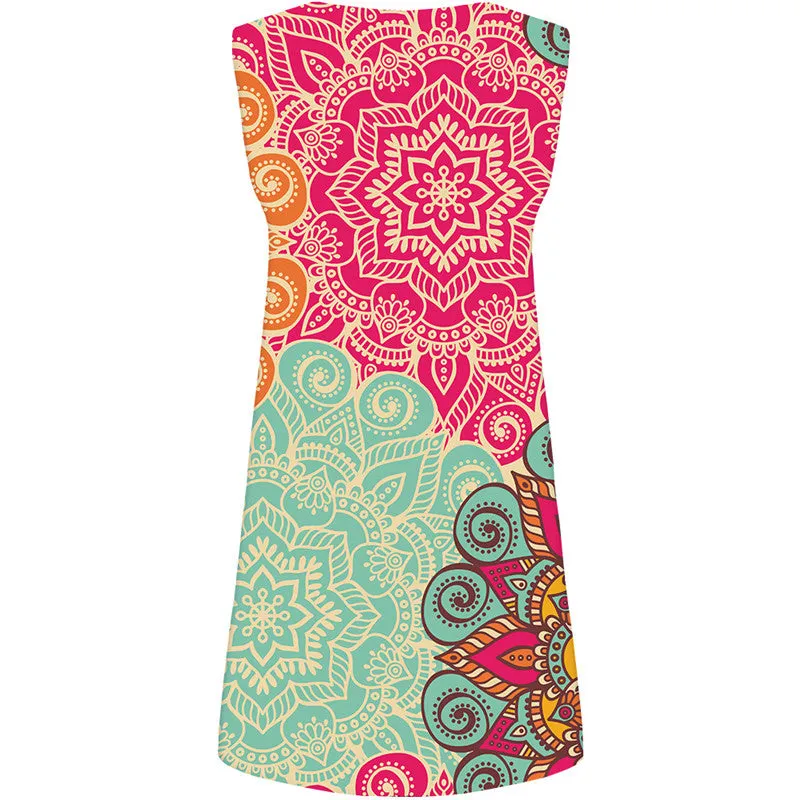 Flower Dress Women Graphics Korean Style Colorful Sundress Retro Ladies Dresses Beautiful Sexy Womens Clothing Summer