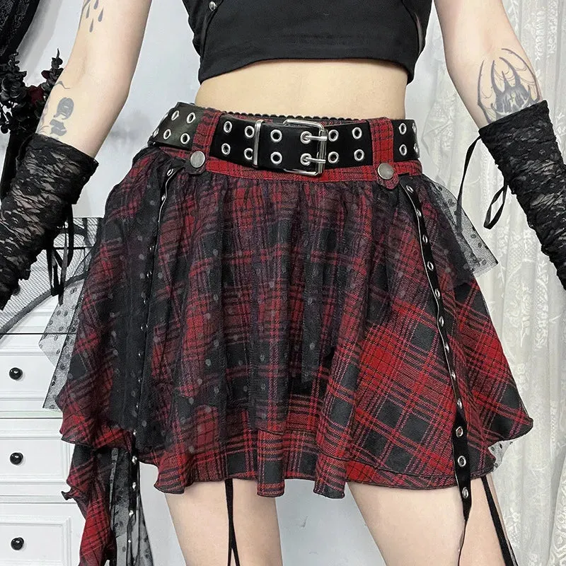 Flytonn-Halloween Outfits Halloween Gifts Gothic Style Gothic Mini Skirts Plaid  High Waist Women Skirt 2024 New Y2k Style Harajuku Punk Goth Dark Grunge Streetwear Female Skirts
