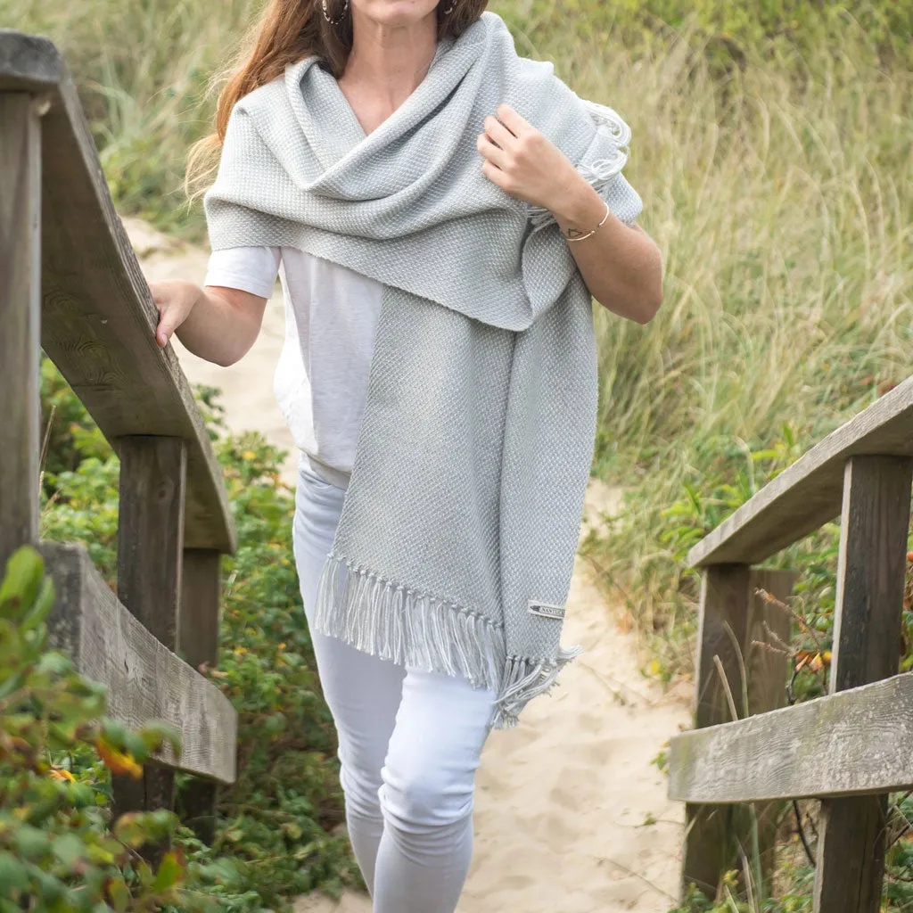 Fog Gray Handwoven Alpaca & Silk Wrap