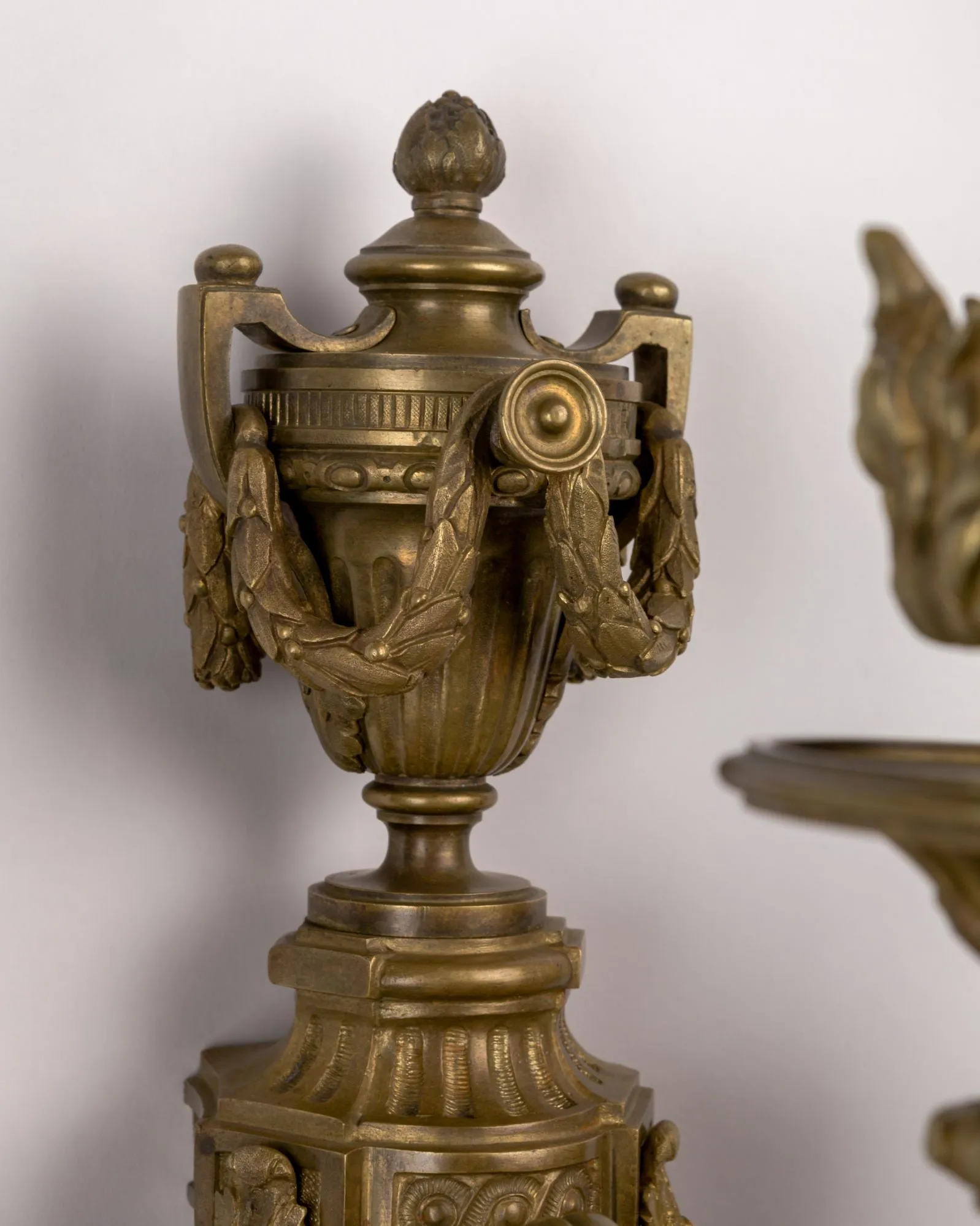 Foliate Bronze Sconces with Neoclassical Details