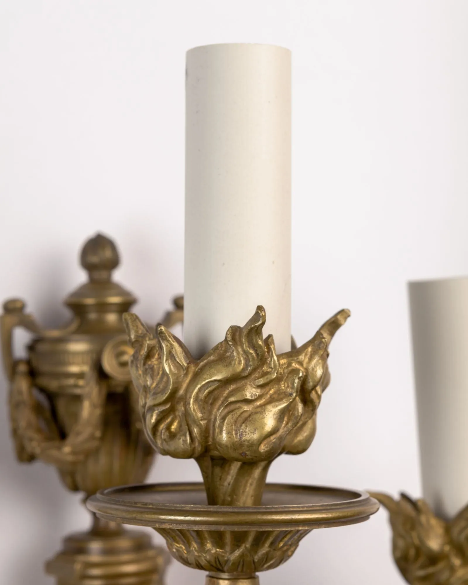 Foliate Bronze Sconces with Neoclassical Details