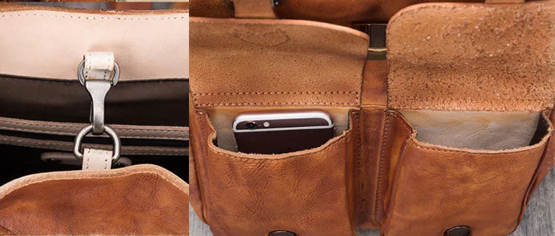 Funky Womens Square Genuine Leather Backpack Purse 14" Laptop Bag for Women
