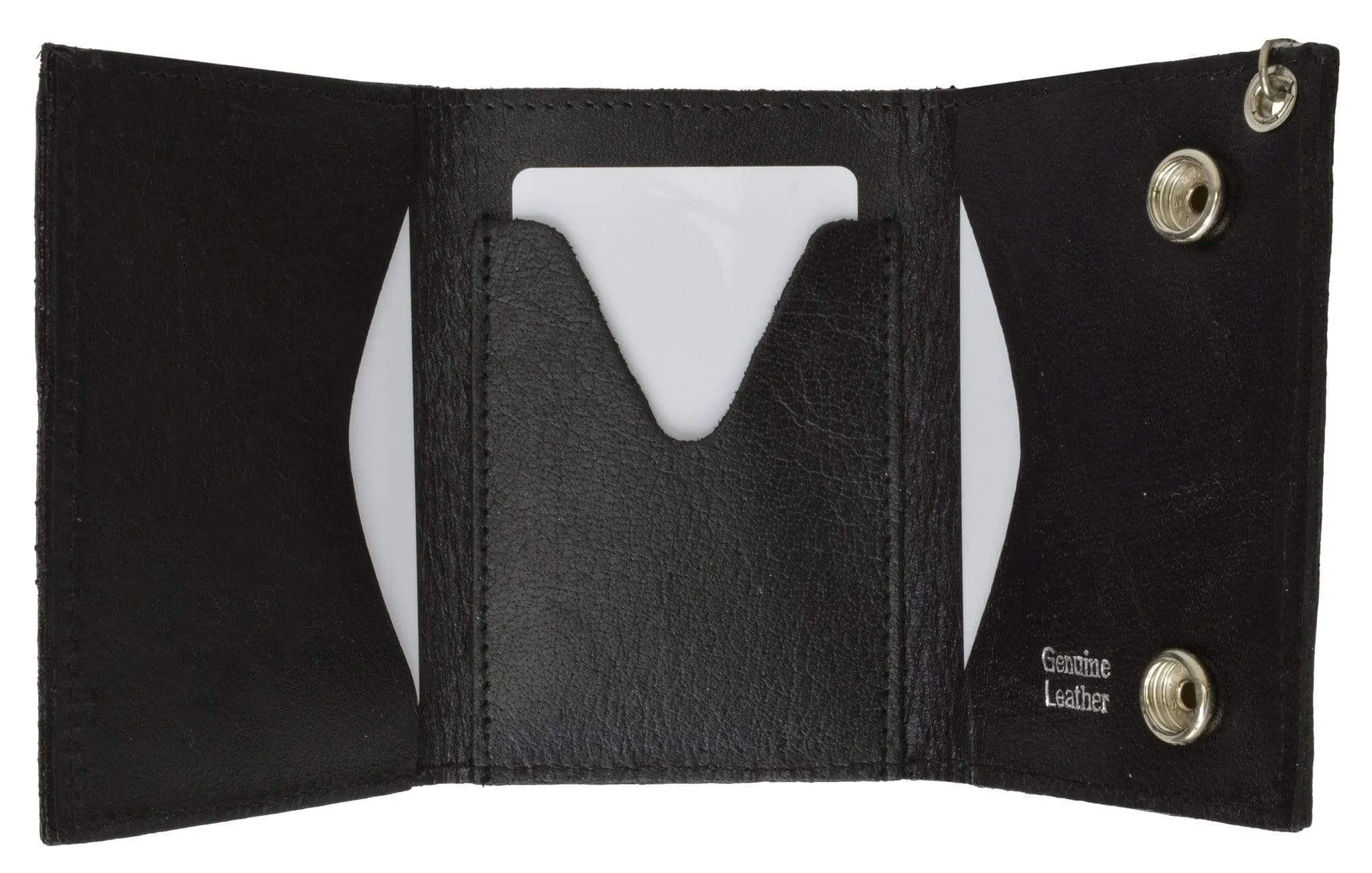Genuine Leather Trifold Biker Chain Wallet Marijuana Leaf Imprint 946-2 (C)