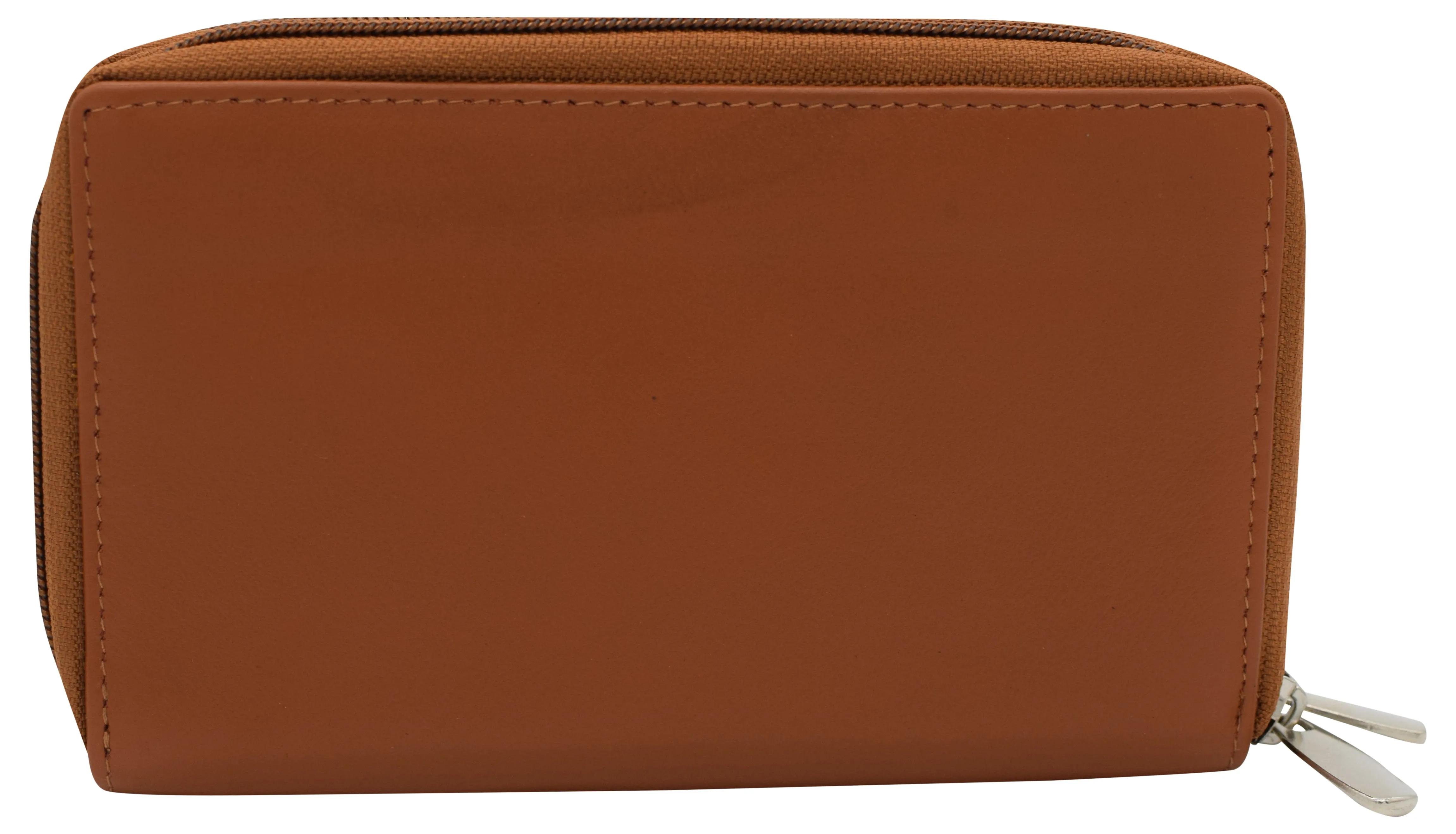 Genuine Leather Womens RFID Blocking Security Double Zip-around Indexer Phone Wallet