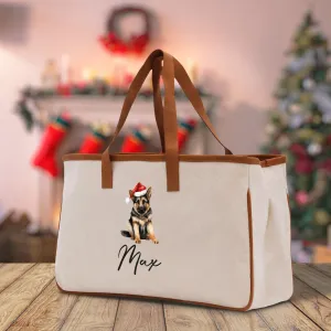 German Shepherd Custom Dog Name Cotton Canvas Tote Bag Custom Pet Lover Gift Pet Portrait Bag Personalized Pet Owner Gift Tote Bag