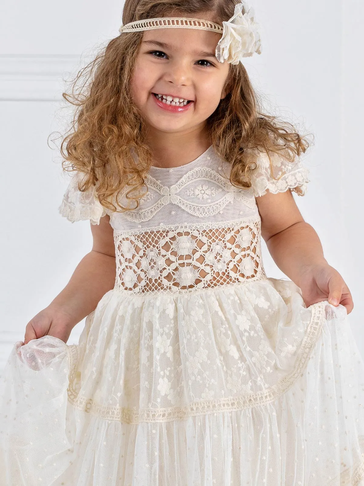 Girl's baptism dress in Boho line - DREAMY