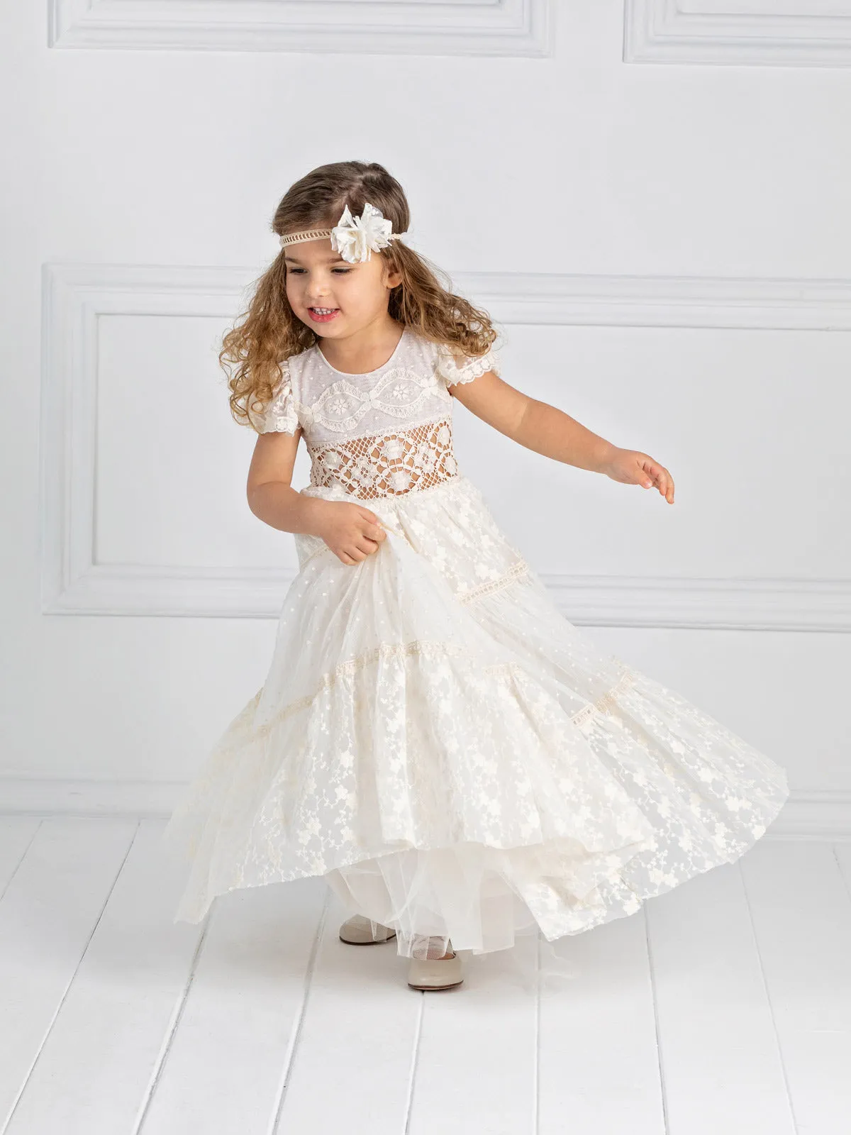 Girl's baptism dress in Boho line - DREAMY