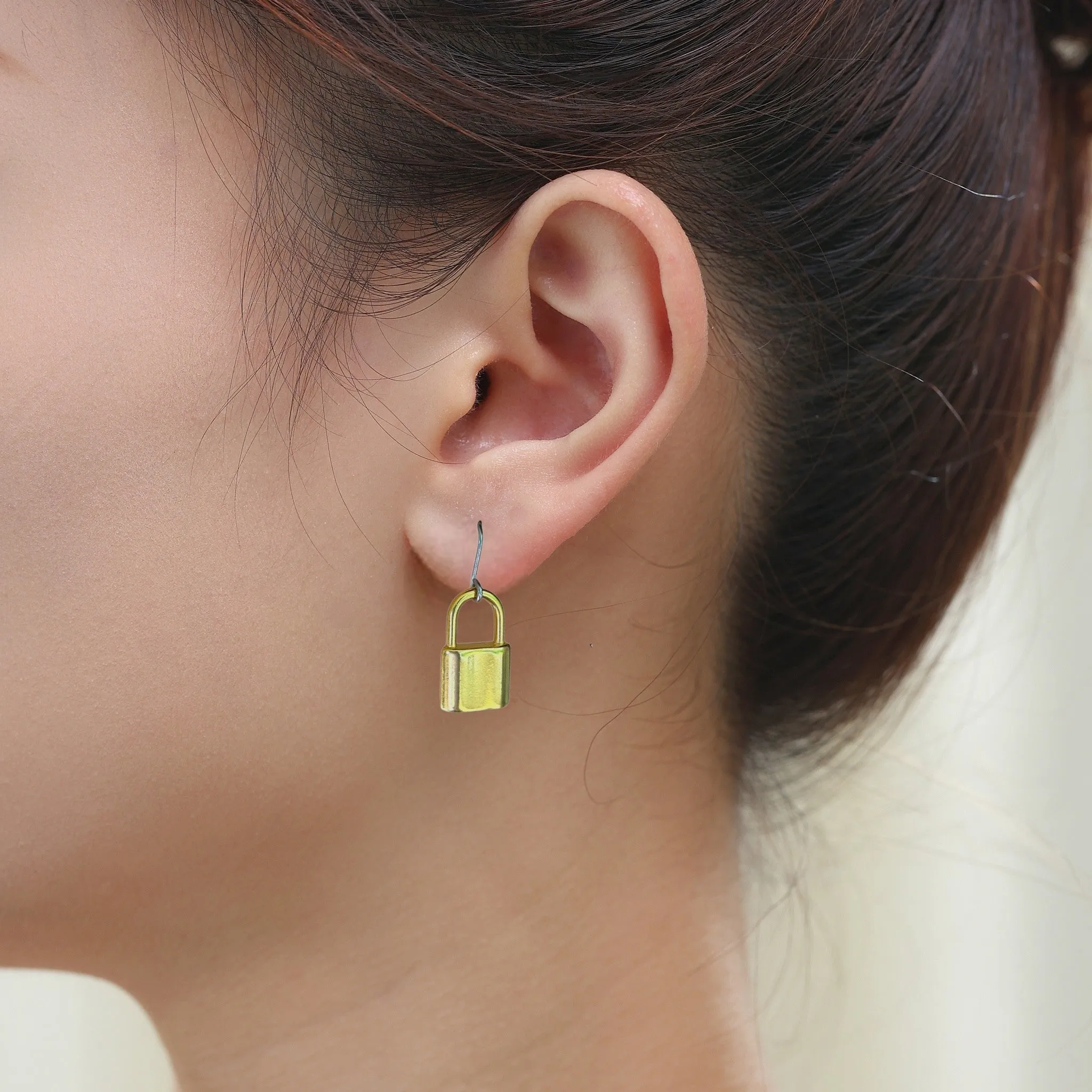 Gold Padlock Earrings