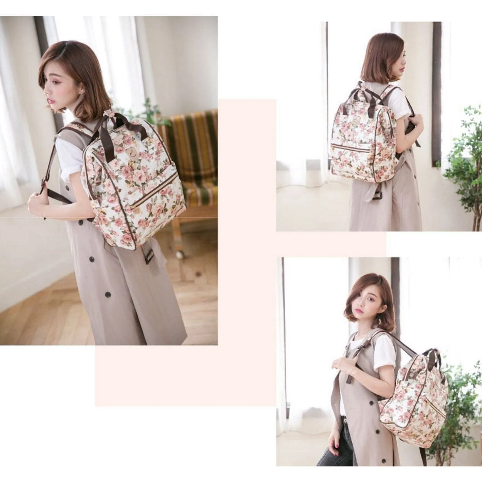 Gray Corgis & Coffee Large Opening Backpack