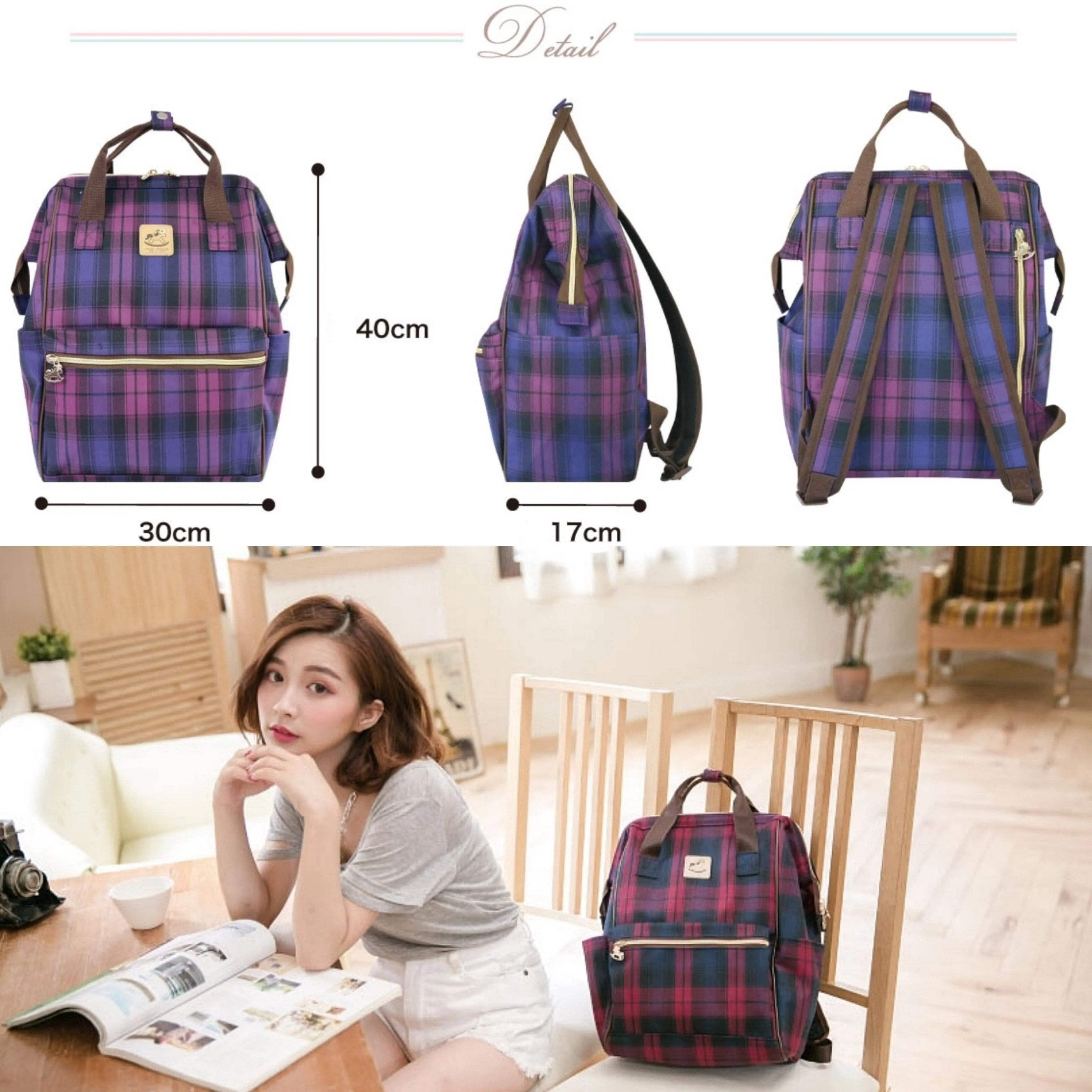 Gray Corgis & Coffee Large Opening Backpack