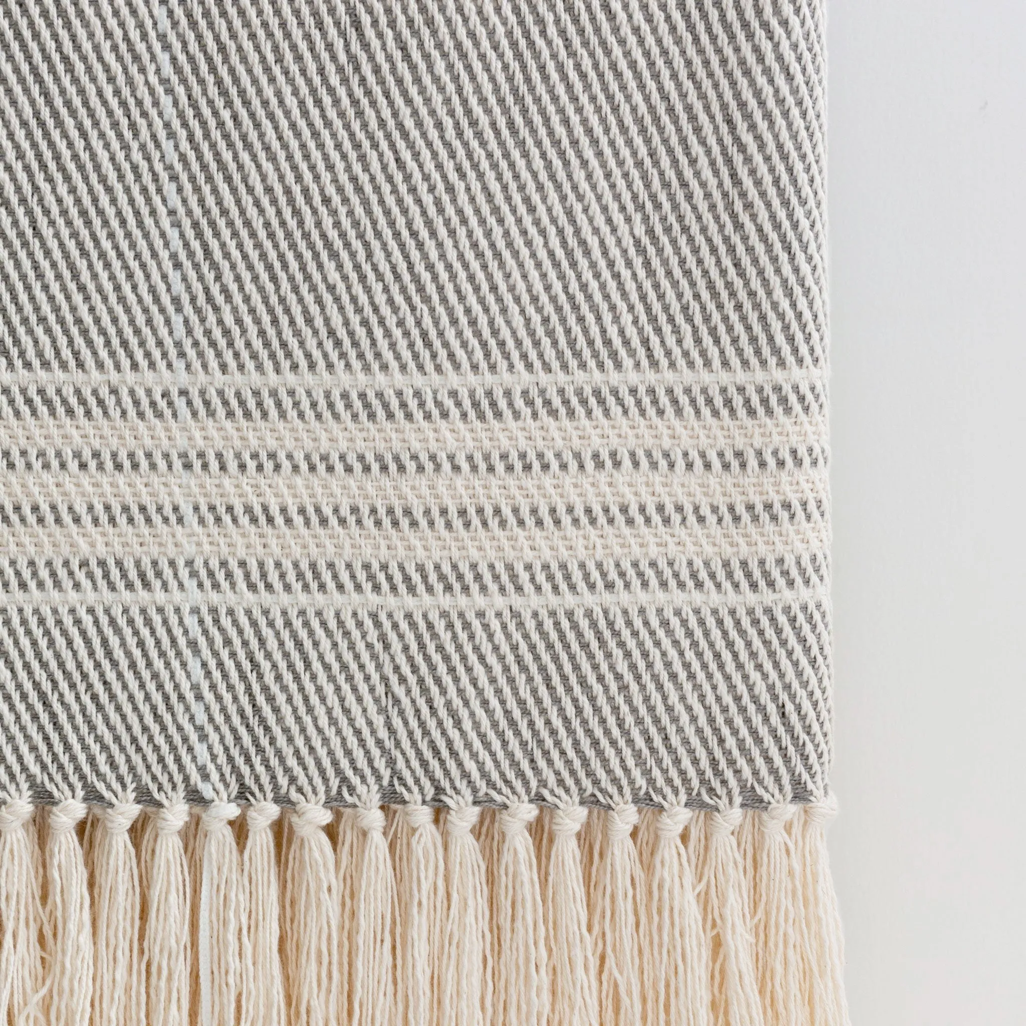Gray Taupe & Ivory Stripe Handwoven Cotton Throw