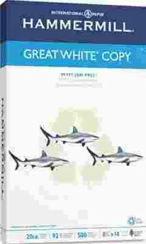 Great White Recycled Copy Paper 92 Brightness 20Lb 8-1/2 X 14 500 Shts/Ream