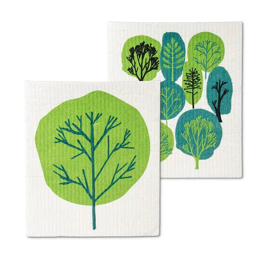 Green Trees Swedish Dishcloth