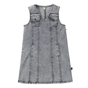 Grey Denim Jumper with Pocket Details