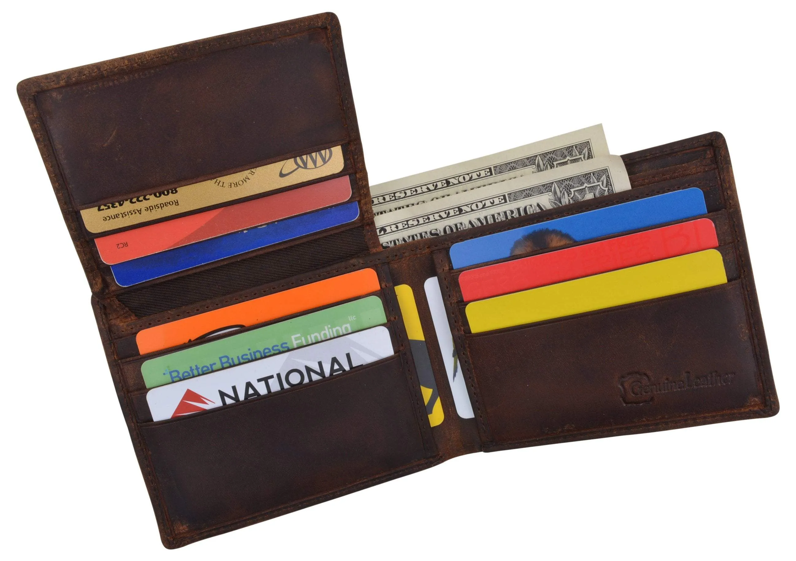 Guadalupe Virgin Logo RFID Genuine Leather Mens Bifold Wallet