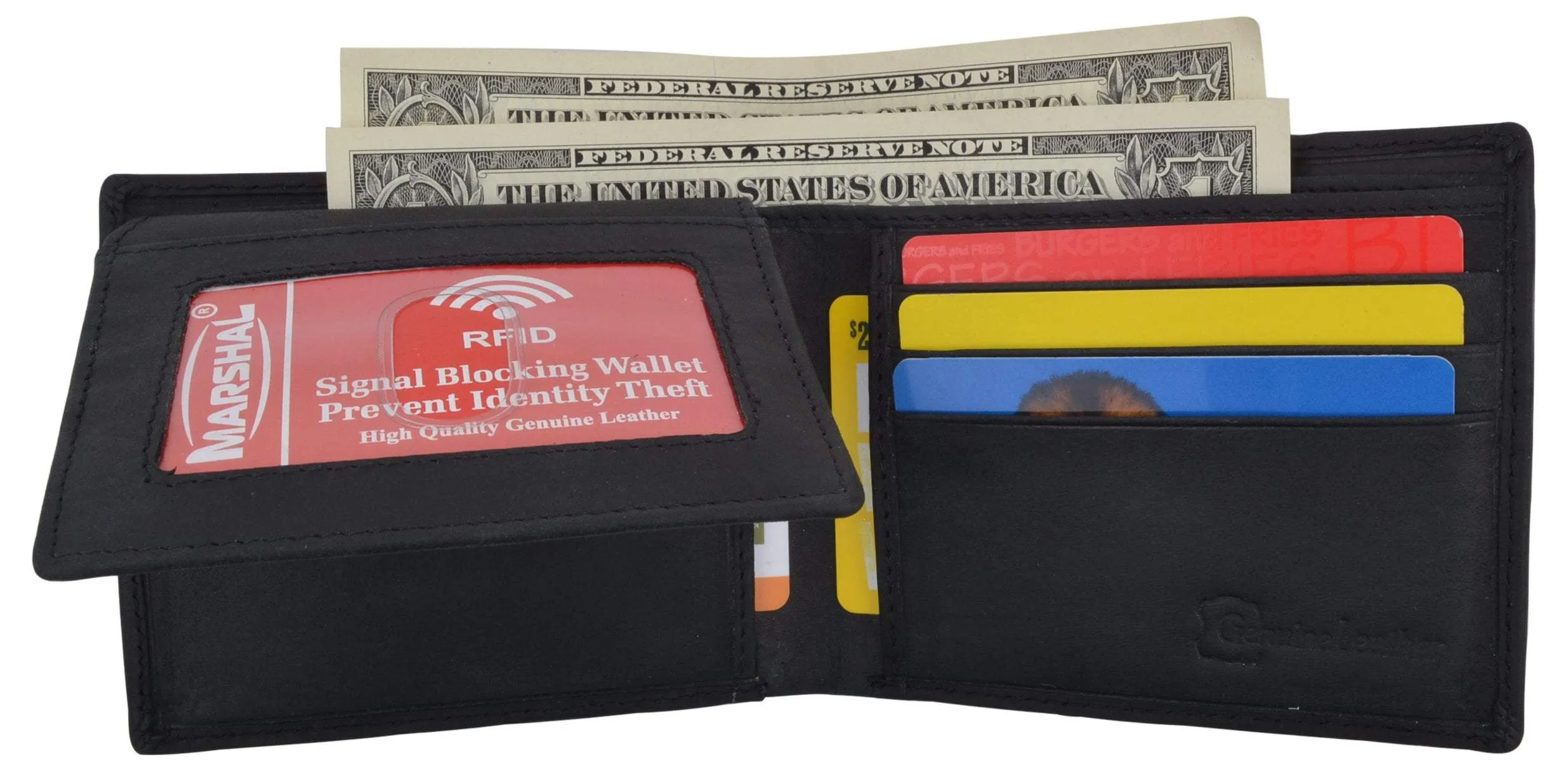 Guadalupe Virgin Logo RFID Genuine Leather Mens Bifold Wallet